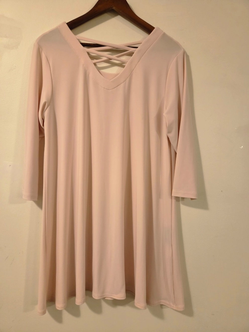 Simpli tunic/mini dress 12 pink A line 3/4 sleeve stretch soft scoop neck Aline - Picture 5 of 7